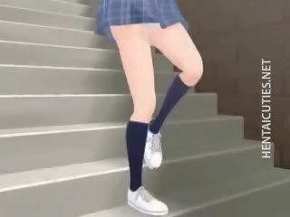 Comel 3d anime gadis sekolah mempunyai yang basah mimpi