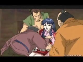 Samurai tineri femeie gangbanged de townsmen