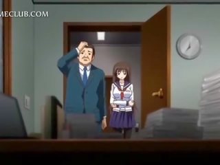 Anime mergaitė į mokykla uniforma pūtimas didelis bybis