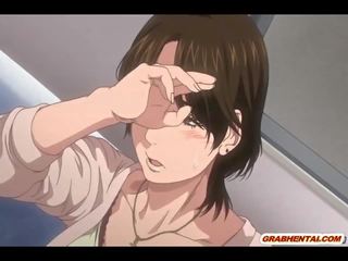 Busty Japanese hentai mom groovy gangbanged