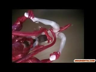 3D Anime Caught By Monster Tentacles And Sucked Bigcock