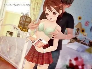 Zart anime teenager beraubt für sex und titten neckten