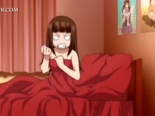 3d hentai joven mujer consigue coño follada bajo la falda en cama