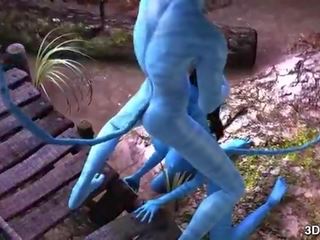 Avatar gražus analinis pakliuvom iki didžiulis mėlynas phallus