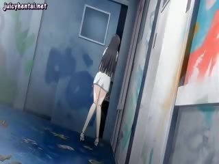 Dark haired hentai damsel gets jizzload