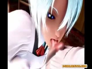 3d hentai maid gets sucking and riding shemale cock