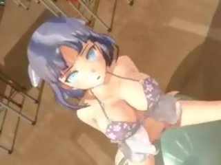 Animated young lady stripping in class