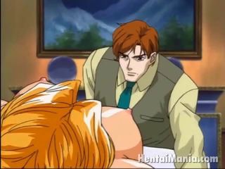 Erotika blondinė manga hottie gauti apribojimas į viršų ir prikaltas į a seksas tryse