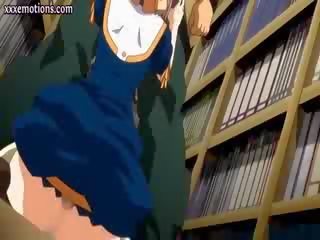Hentai sucking a member in the library