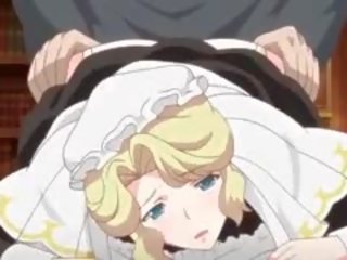 Anime Maid Jerks manhood With Her Huge Boobs