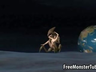 3d miúda fodido em o lua por um alienígena monstro